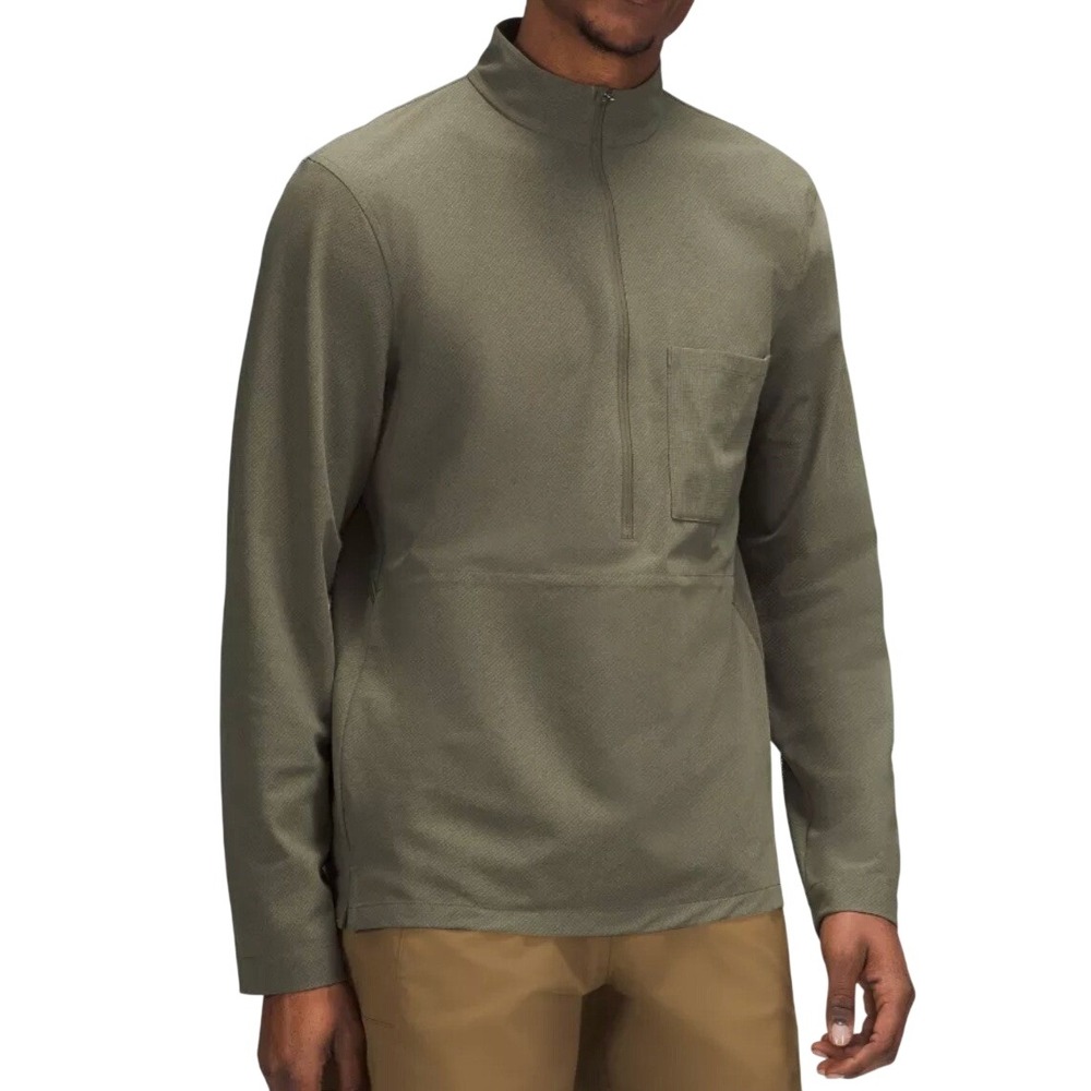 Lululemon WovenAir Half-Zip Mens Size L Olive Green Technical Pullover Jacket